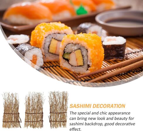 POPETPOP Bamboo Sushi Fence 3-Piece Set – 9.05x4.33In Natural Food-Safe Backdrop for Restaurant & Home Sashimi Plating in Kuwait