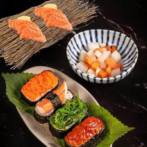 POPETPOP Bamboo Sushi Fence 3-Piece Set – 9.05x4.33In Natural Food-Safe Backdrop for Restaurant & Home Sashimi Plating in Kuwait