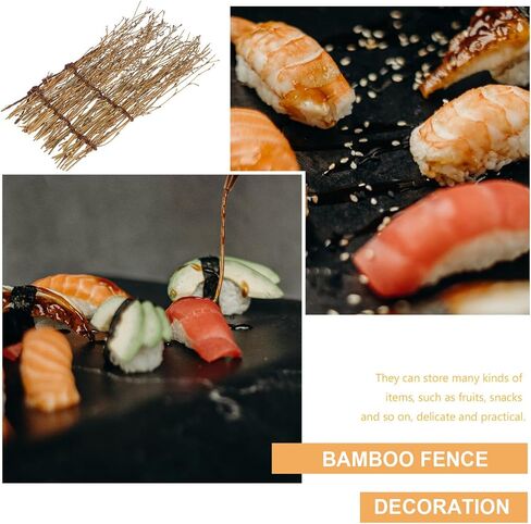 POPETPOP Bamboo Sushi Fence 3-Piece Set – 9.05x4.33In Natural Food-Safe Backdrop for Restaurant & Home Sashimi Plating in Kuwait