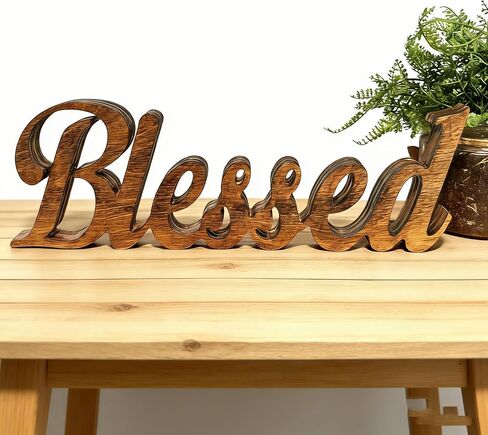 Blessed Letter Table Sign Stunning,Blessed Standing Letter Table Sign Rustic Wooden Home Decor for Wedding Graduation Baby Shower First Communion Christening in Kuwait