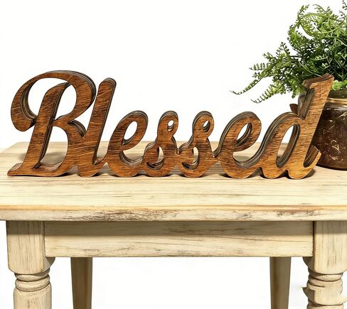 Blessed Letter Table Sign Stunning,Blessed Standing Letter Table Sign Rustic Wooden Home Decor for Wedding Graduation Baby Shower First Communion Christening in Kuwait