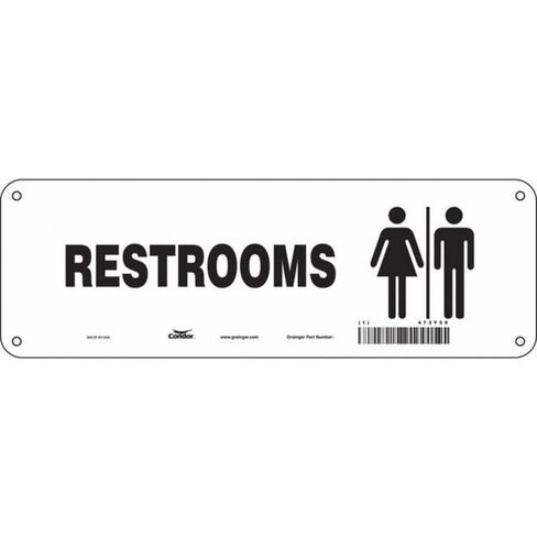 Restroom Sign,12" W,4" H,0.055" Thick in Kuwait