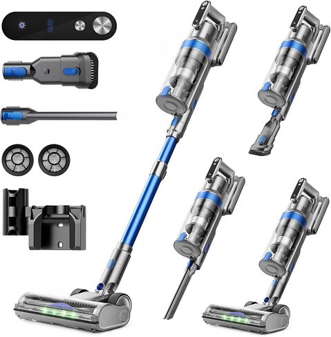 Cordless Vacuum Cleaner, 50kpa 60min Self-Standing Stick Vacuum Cordless with Anti-Tangle Brush,Touch Screen, Lightweight & Portable,Vacuum Cleaners for Home, Carpet, Hard Floor Blue in Kuwait