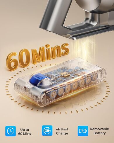 Cordless Vacuum Cleaner, 50kpa 60min Self-Standing Stick Vacuum Cordless with Anti-Tangle Brush,Touch Screen, Lightweight & Portable,Vacuum Cleaners for Home, Carpet, Hard Floor Blue in Kuwait