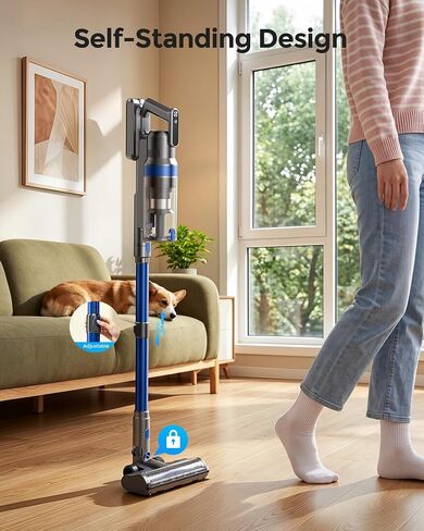 Cordless Vacuum Cleaner, 50kpa 60min Self-Standing Stick Vacuum Cordless with Anti-Tangle Brush,Touch Screen, Lightweight & Portable,Vacuum Cleaners for Home, Carpet, Hard Floor Blue in Kuwait