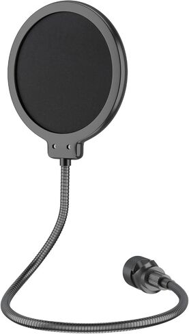 LINCO Professional Microphone Pop Filter Shield For Blue Yeti and Any Other Microphone, Dual Layered Wind Pop Screen With A Flexible 360 Degree Gooseneck Crab Clamp Stabilizing Arm (PF1502) in Kuwait