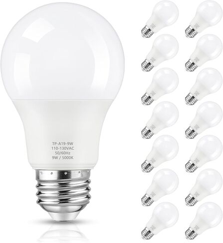Maylaywood A19 LED Light Bulb, 60 Watt Equivalent LED Bulbs, 5000K Daylight White, 850LM, E26 Base, Non-Dimmable, 9W Bright White, 6-Pack in Kuwait