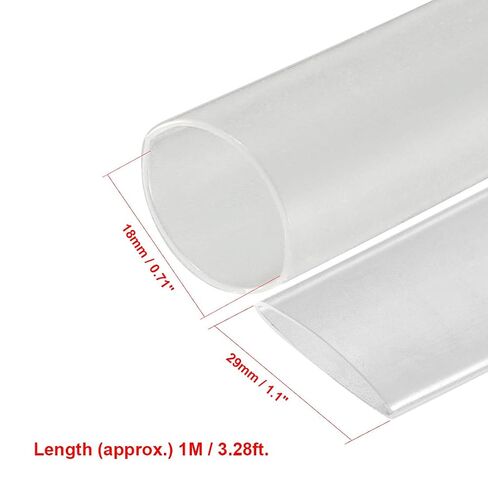 Heat Shrink Tubing 18mm Dia 29mm Flat Width 1m 2:1 Heat Shrink Tube Wire Wrap Clear in Kuwait