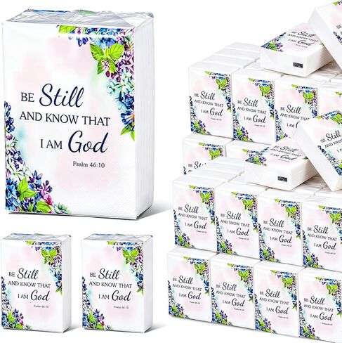 Tinlade 50 Pcs 2026 VBS Church Pocket Tissues Gifts Welcome to Our Church Pocket Tissues Bulk Sunday School Christian Bible Verse Travel Packs 3 Ply Mini Travel Size for Religious Party Favor in Kuwait