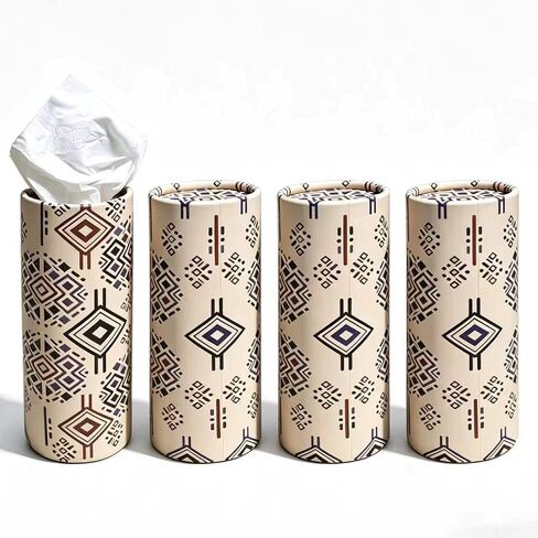 Car Tissue Holder with Lotion Facial Tissues, 4 Pack Round Canned Box Soft Facial Tissue Canister Fits Car Cup Holder, Cylinder Travel Tissue Dispenser for Auto Home Office in Kuwait