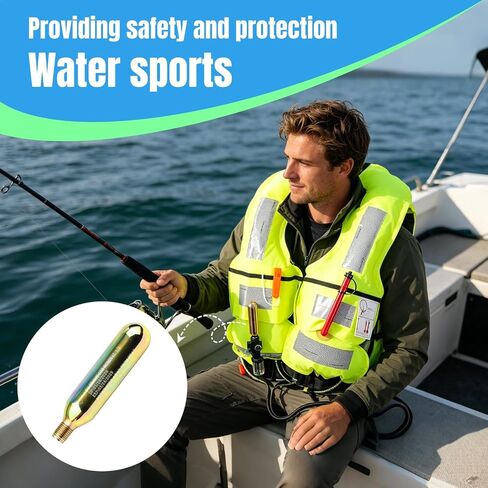 2Pack 24G Co2 Cartridge Cylinder for Life Vest, Accessory for C02 PFD Rearming Kit, for Auto/Manual Inflating Life Jacket, for Adult, Used for Fishing, Surfing, Sea/Ocean Activities in Kuwait