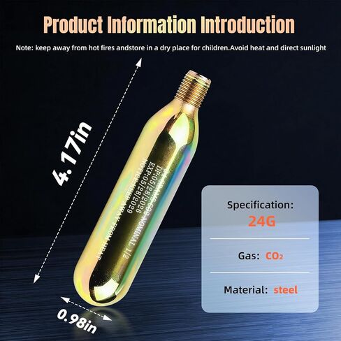 2Pack 24G Co2 Cartridge Cylinder for Life Vest, Accessory for C02 PFD Rearming Kit, for Auto/Manual Inflating Life Jacket, for Adult, Used for Fishing, Surfing, Sea/Ocean Activities in Kuwait