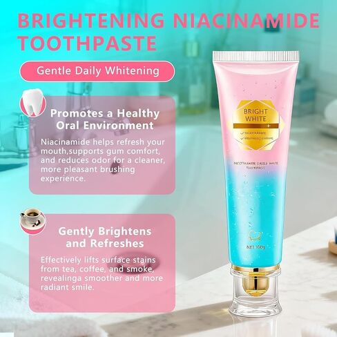 Niacinamide Whitening Toothpaste for Adults, Teeth Whitening Tooth Paste, Brilliant Smile Niacinamide Toothpaste Whiten (3.53oz)- 1 PCS in Kuwait