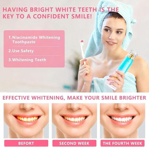 Niacinamide Whitening Toothpaste for Adults, Teeth Whitening Tooth Paste, Brilliant Smile Niacinamide Toothpaste Whiten (3.53oz)- 1 PCS in Kuwait