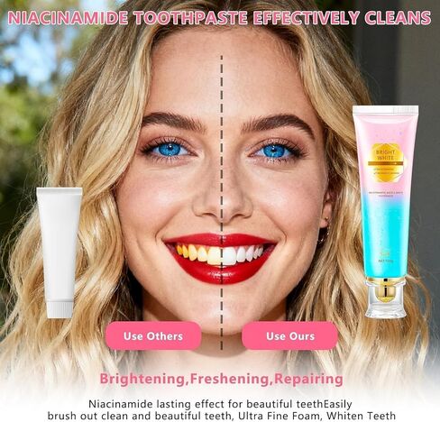 Niacinamide Whitening Toothpaste for Adults, Teeth Whitening Tooth Paste, Brilliant Smile Niacinamide Toothpaste Whiten (3.53oz)- 1 PCS in Kuwait