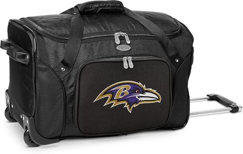 Baltimore Ravens Lightweight 22-inch Wheeled Duffel Bag with Telescopic Handle - Perfect Overnight Bag for Travel, Weekend Getaways, Airports, Gym, and Commuting in Kuwait