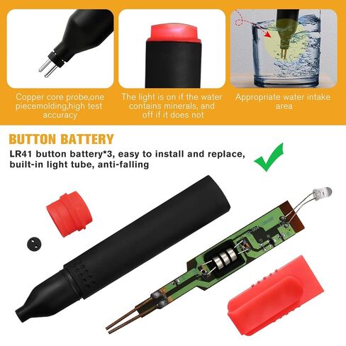 1PCS Red Water Quality Test Pen,Conductivity Test Pen,Non-Contact Voltage Tester,Suitable for Water Quality Testing,Ideal for Homeowners, Renters & Electrical Safety in Kuwait