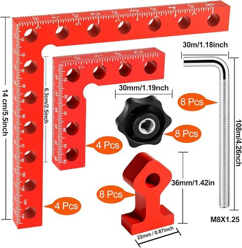 Corner Clamp for Woodworking, 90 Degree Right Angle Clamp, 8 Pack 5.5" & 2.5" Aluminum Alloy Positioning Squares for Cabinets & Picture Frames in Kuwait