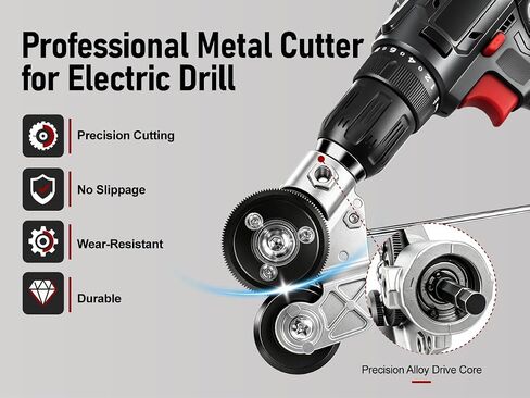 Sheet Metal Cutter for Electric Drill, Upgrade Fast Cutting Metal Shears Drill Nibbler, Smooth Precision Cutting Tool for Cutting Iron, Galvanized Steel, Aluminum, Copper | Electric Drill Metal Cutter Attachment, Precision Cutting, Sharper, Smoother, Stea in Kuwait