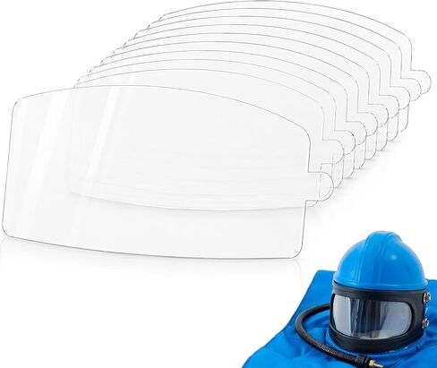 SHUNJIE 10 Pcs Sandblasting Helmet Replacement Outer Lenses | High-Density Scratch-Resistant Clear PVC Visors Compatible with Air Feed for Sandblasting, Painting, Grinding & DIY in Kuwait