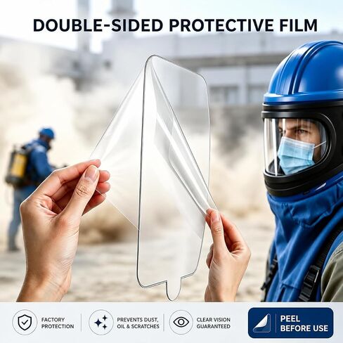 SHUNJIE 10 Pcs Sandblasting Helmet Replacement Outer Lenses | High-Density Scratch-Resistant Clear PVC Visors Compatible with Air Feed for Sandblasting, Painting, Grinding & DIY in Kuwait