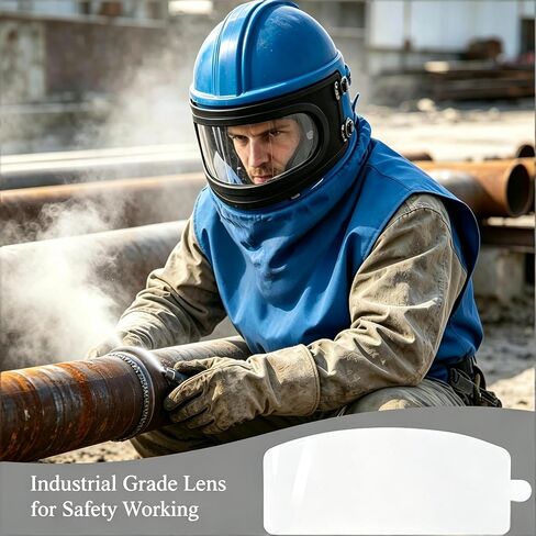 SHUNJIE 10 Pcs Sandblasting Helmet Replacement Outer Lenses | High-Density Scratch-Resistant Clear PVC Visors Compatible with Air Feed for Sandblasting, Painting, Grinding & DIY in Kuwait