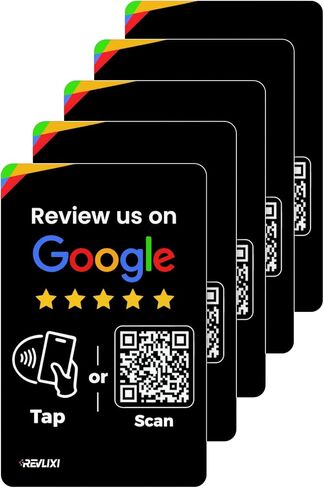 ملصقات Google Review NFC (حزمة من 3) - تعزيز تقييمات Google مع ملصق مراجعة Google القابل لإعادة الاستخدام وملصقات رمز الاستجابة السريعة - بدون تطبيق أو اشتراك - متوافق مع iPhone وAndroid - ملصق بطاقة مراجعة Google in Kuwait