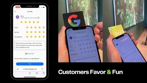 NFC Google Review Tap Stand - بطاقة صنبور الهاتف القابلة لإعادة الاستخدام - تعزيز تقييمات 5 نجوم - لا حاجة إلى تطبيق - مجموعة مكونة من 4 قطع (Google - مجموعة كومبو للحامل) in Kuwait