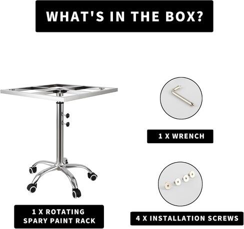 360° Rotating Spray Paint Stand, 25.6-37.4in Height Adjustable, Stainless Steel Lifting Spray Painting Table for Door and Car Body Spraying in Kuwait