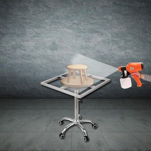 360° Rotating Spray Paint Stand, 25.6-37.4in Height Adjustable, Stainless Steel Lifting Spray Painting Table for Door and Car Body Spraying in Kuwait