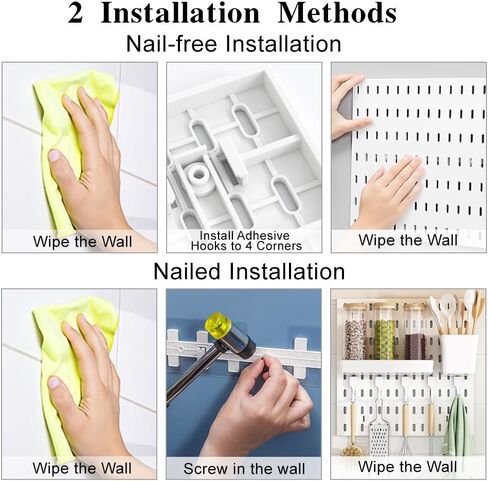 منظم Pegboard لتنظيم الحائط مع قطعتين من لوح Pegboard الأبيض و11 مجموعة إكسسوارات، مجموعات تخزين عرض مثبتة على الحائط للمطبخ وغرفة النوم والمكتب وأدوات الحرف اليدوية للحمام in Kuwait