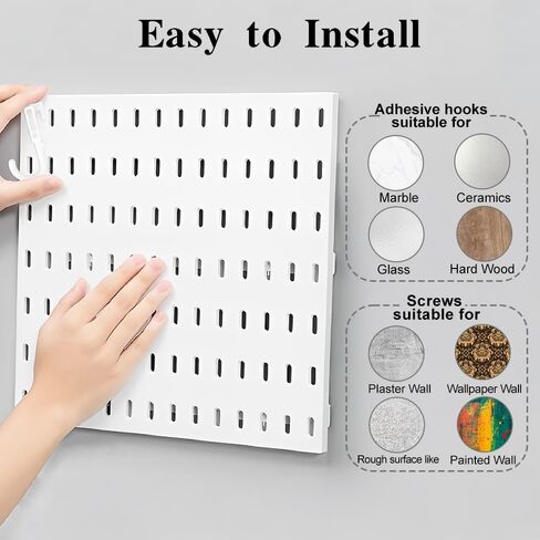 منظم Pegboard لتنظيم الحائط مع قطعتين من لوح Pegboard الأبيض و11 مجموعة إكسسوارات، مجموعات تخزين عرض مثبتة على الحائط للمطبخ وغرفة النوم والمكتب وأدوات الحرف اليدوية للحمام in Kuwait