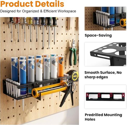 Caulk Tubes Holder Caulking Gun Storage Rack, Wall Mount Organizer for 12 Caulk Tubes and Caulking Guns for Garage, Workshop, Work Van in Kuwait