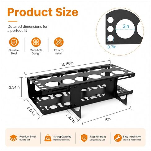 Caulk Tubes Holder Caulking Gun Storage Rack, Wall Mount Organizer for 12 Caulk Tubes and Caulking Guns for Garage, Workshop, Work Van in Kuwait