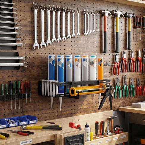 Caulk Tubes Holder Caulking Gun Storage Rack, Wall Mount Organizer for 12 Caulk Tubes and Caulking Guns for Garage, Workshop, Work Van in Kuwait