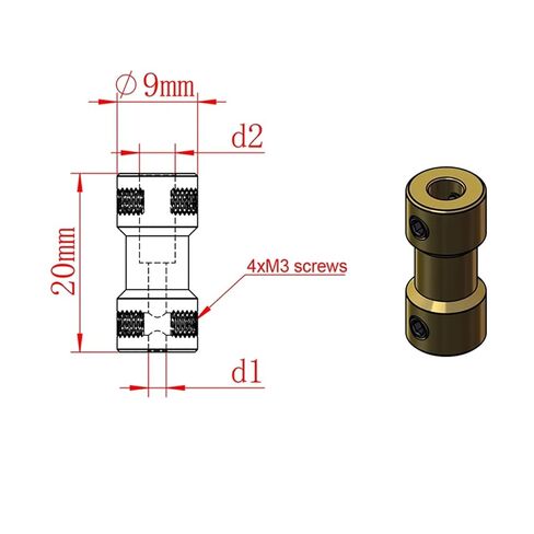 D9L20 2mm/2.3mm/3mm/3.17mm/4mm/5mm/6mm Brass Flexible Motor Shaft Coupler Transmission Connector 1Pcs(2mm to 2.3mm) in Saudi Arabia