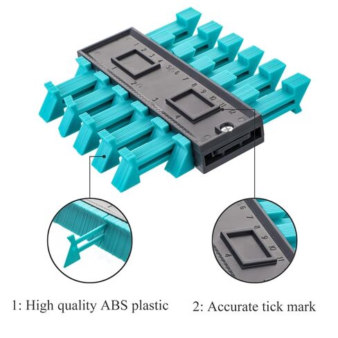 Contour Gauge Duplicator Ceramic Tile Carpet Cutting Template Profile Measuring Angle Ruler Contour Duplicator Woodworking Tools 1Pcs(10 Inch Blue) in Kuwait