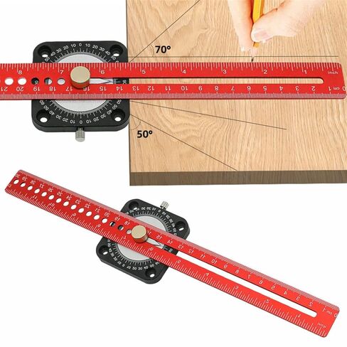Woodworking Scriber Angle Scoring Ruler Adjustable T-Type Ruler Aluminum 360° Angle Marking Gauge Measuring Tools 1Pcs in Kuwait