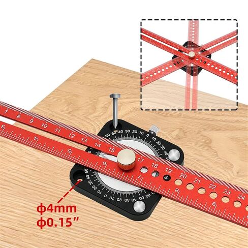 Woodworking Scriber Angle Scoring Ruler Adjustable T-Type Ruler Aluminum 360° Angle Marking Gauge Measuring Tools 1Pcs in Kuwait