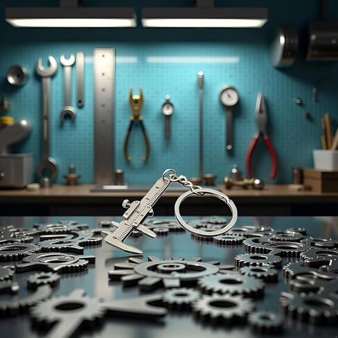 Mini Vernier Caliper Keychain, Car Keychain,Vernier Caliper Ruler Sliding Key Holder Rings Keychain Tools Cool Keychain Gift Ideas for Men Women 3D Movable Precision Measurement Tool in Kuwait