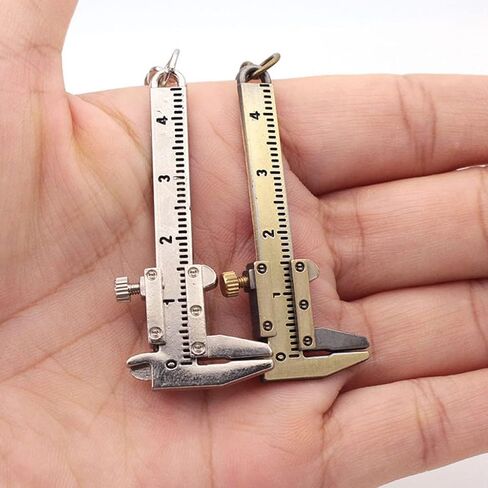 Mini Vernier Caliper Keychain, Car Keychain,Vernier Caliper Ruler Sliding Key Holder Rings Keychain Tools Cool Keychain Gift Ideas for Men Women 3D Movable Precision Measurement Tool in Kuwait
