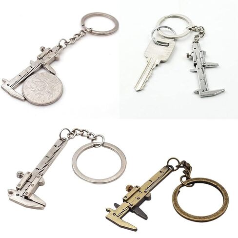 Mini Vernier Caliper Keychain, Car Keychain,Vernier Caliper Ruler Sliding Key Holder Rings Keychain Tools Cool Keychain Gift Ideas for Men Women 3D Movable Precision Measurement Tool in Kuwait