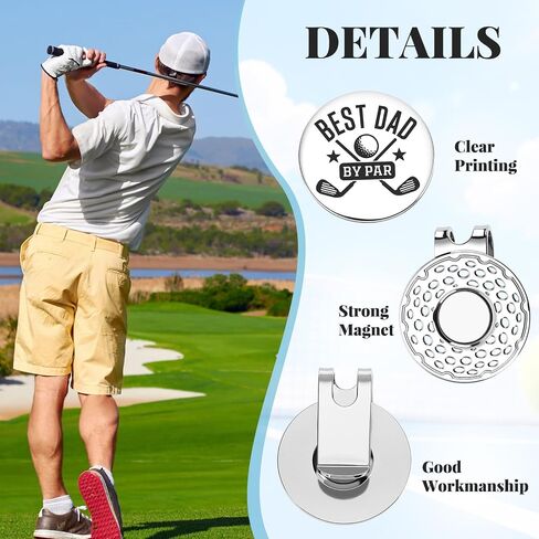 Best Dad by Par Gift Golf Ball Markers, Golf Marker Hat Clip & Happy Father's Day Card & Box, Funny Sport Accessories Gifts for Men New Dad Husband Grandpa Golfer, Birthday Retirement Gifts in Kuwait