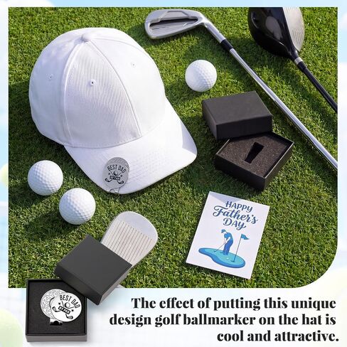 Best Dad by Par Gift Golf Ball Markers, Golf Marker Hat Clip & Happy Father's Day Card & Box, Funny Sport Accessories Gifts for Men New Dad Husband Grandpa Golfer, Birthday Retirement Gifts in Kuwait
