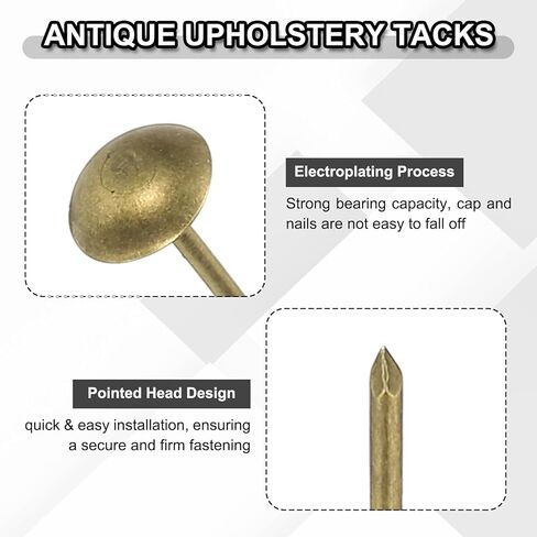 PATIKIL 500 Pcs Upholstery Tacks 0.35" x 3/8" Head Dia Vintage Thumb Nails Pins Round Head Metal Push Tack Pin for DIY Furniture Sofa Chair Decor in Kuwait
