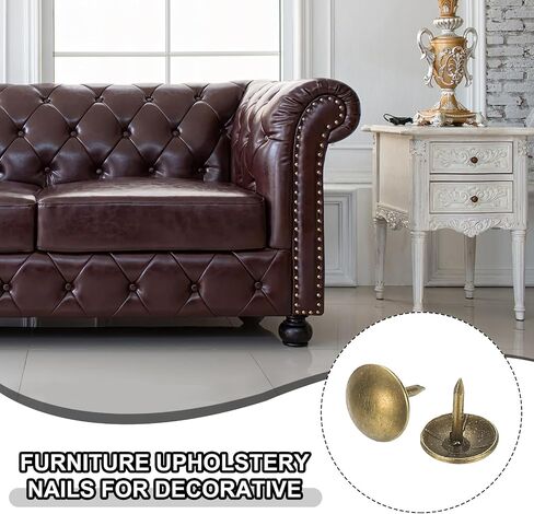 PATIKIL 500 Pcs Upholstery Tacks 0.35" x 3/8" Head Dia Vintage Thumb Nails Pins Round Head Metal Push Tack Pin for DIY Furniture Sofa Chair Decor in Kuwait