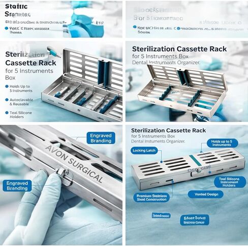 German Stainless 1 Each Dental Autoclave Sterilization Cassette Rack Box Tray for 5 Instrument in Kuwait