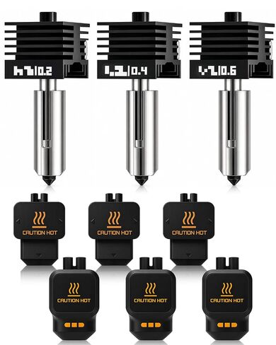 قطعتان من P2S Hotend مع 0.2/0.4 مم من Bambu Lab P2S/H2D/H2S/H2C فوهة فولاذية صلبة، مجموعة طارد طابعة ثلاثية الأبعاد دقيقة سريعة التبديل مع 4 جوارب بغطاء من السيليكون in Kuwait