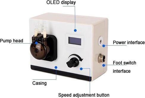 Lab Dosing Pump, Intelligent Peristaltic Pump, with 2x4MM BPT Tube/Foot Switch, Multiple Setting Modes, 0-40ml/min Flow Rate Adjustable, for Laboratory Aquarium in Kuwait