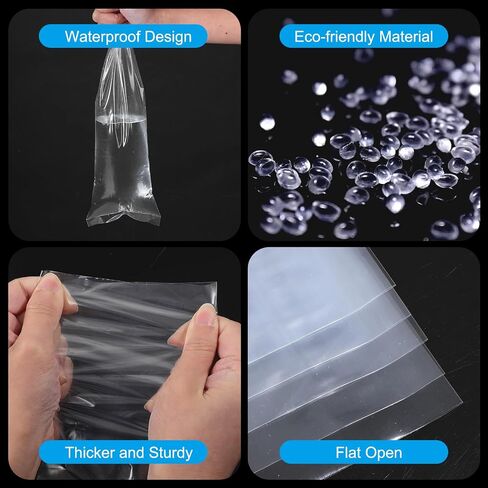200 Pack Long Plastic Poly Bags, 4x40 Inch 2 Mil Clear Polyethylene Sleeves for Storage & Shipping, Flat Open Waterproof Poster Tube Protectors in Kuwait